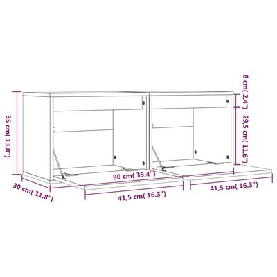vidaXL Dulapuri de perete, 2 buc., alb, 45x30x35 cm, lemn masiv de pin