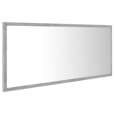 vidaXL Oglindă de baie cu LED, gri beton, 100x8,5x37 cm, acril
