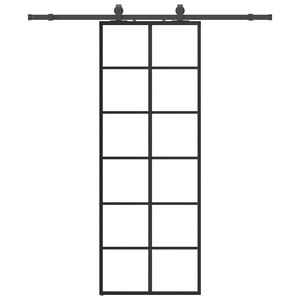 vidaXL Ușă glisantă cu set de feronerie neagră 76x205 cm Sticlă ESG