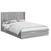 vidaXL Cadru de pat cu depozitare și tăblie Sonoma gri 140 x 200 cm