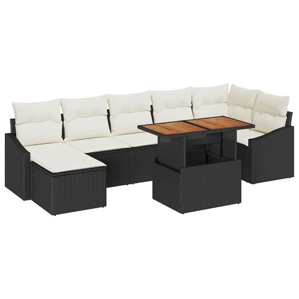 vidaXL Set de canapele pentru grădină 8 pcs Negru Rattan poli