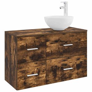 vidaXL Set de mobilier pentru baie 2 buc. Stejar fumuriu
