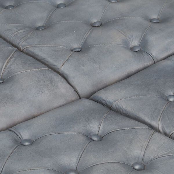 vidaXL Fotoliu puf, gri, 80x80x43 cm, piele naturală