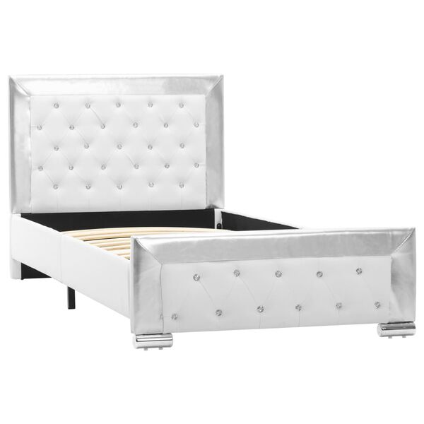 vidaXL Cadru de pat, alb, 90 x 200 cm, piele ecologică