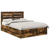 vidaXL Cadru de pat Stejar fumuriu 140 x 190 cm Lemn Ingineresc