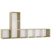 vidaXL Set de dulapuri TV, 3 piese, alb/stejar sonoma, lemn prelucrat