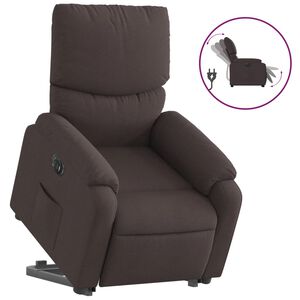 vidaXL Fotoliu electric rabatabil cu ridicare, maro &icirc;nchis, textil