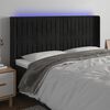 vidaXL Tăblie de pat cu LED, negru, 183x16x118/128 cm, catifea