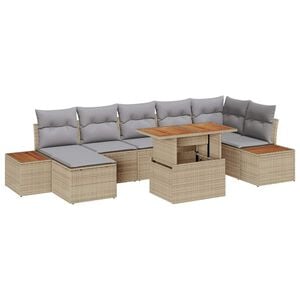 vidaXL Set de canapele pentru grădină 8 pcs Bej Rattan poli
