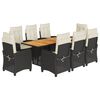 vidaXL Set mobilier de grădină cu perne, 9 piese, negru, poliratan