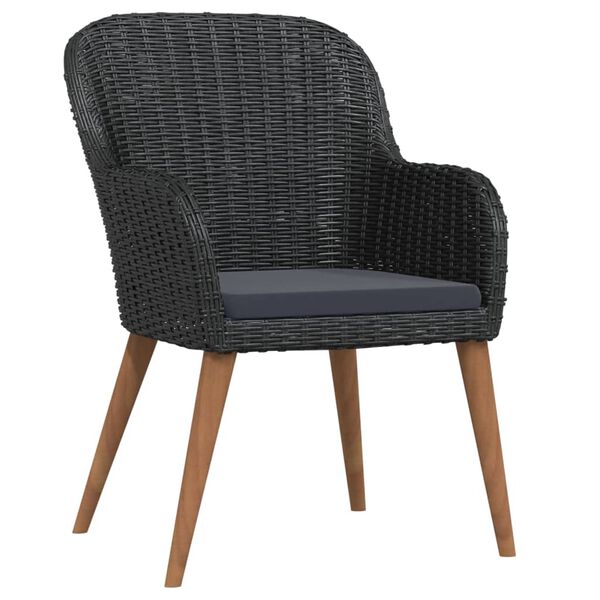 vidaXL Set de masă pentru grădină, 7 piese, cu perne, negru