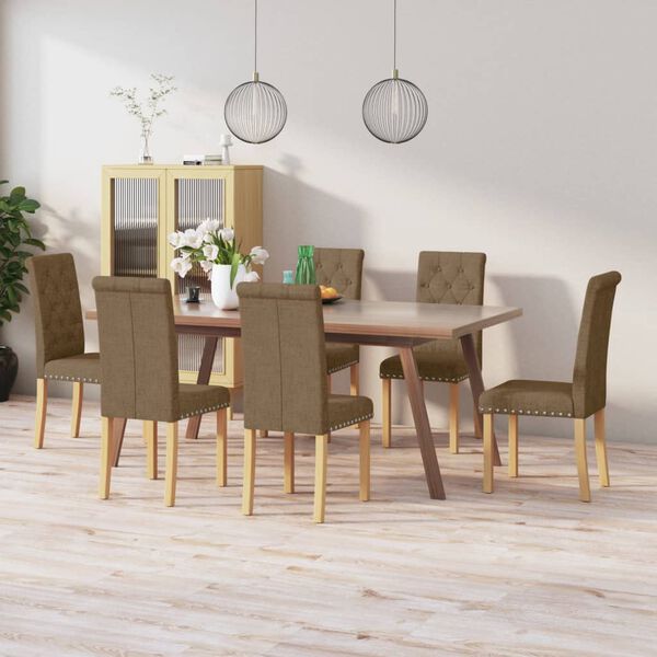 vidaXL Scaune de bucătărie, 6 buc. maro, material textil
