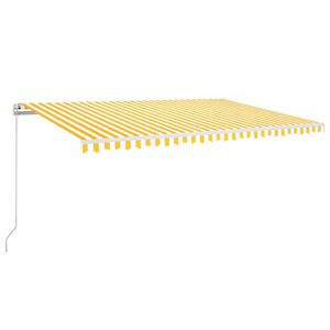 vidaXL Copertină retractabilă manual cu LED, galben și alb, 500x300 cm