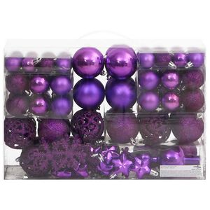 vidaXL Set globuri de Crăciun 111 buc., violet, polistiren