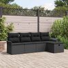 vidaXL Set de canapele pentru grădină cu pernă 5 pcs Negru Rattan poli