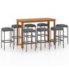 vidaXL Set mobilier bar de grădină cu perne, 9 piese, gri