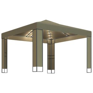 vidaXL Pavilion cu acoperiș dublu & lumini LED, gri taupe, 3x3x2,7m