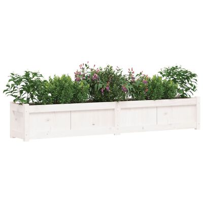 vidaXL Jardinieră de grădină, alb, 180x31x31 cm, lemn masiv de pin