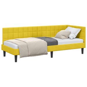 vidaXL Cadru de pat colțar cu headboard Galben 80 cm x 200 cm Catifea