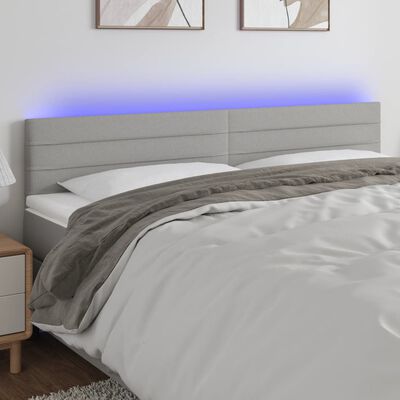 vidaXL Tăblie de pat cu LED, gri deschis, 160x5x78/88 cm, textil