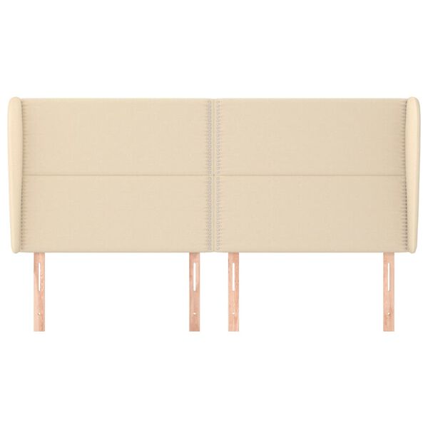 vidaXL Tăblie de pat cu aripioare, crem, 203x23x118/128 cm, textil
