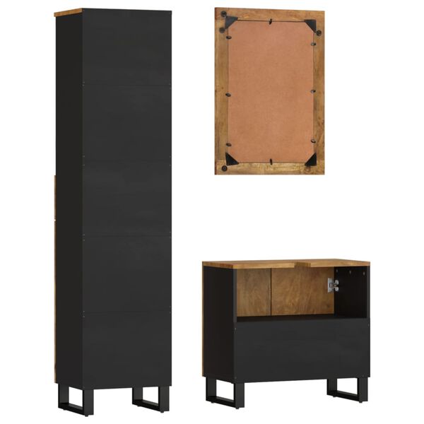 vidaXL Set mobilier de baie, 3 piese, lemn masiv de mango
