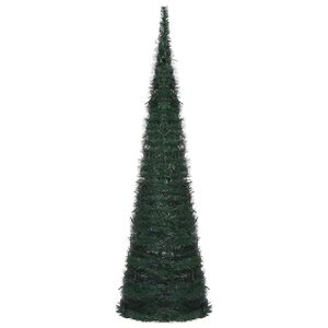 vidaXL Brad de Crăciun with LED String Lights Verde 150 x 150 cm PVC