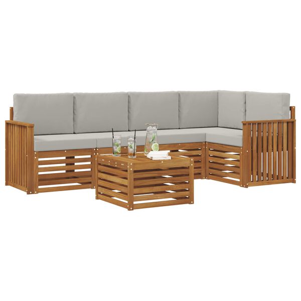 vidaXL Seturi de canapele cu pernă 6 pcs Gri natural și deschis