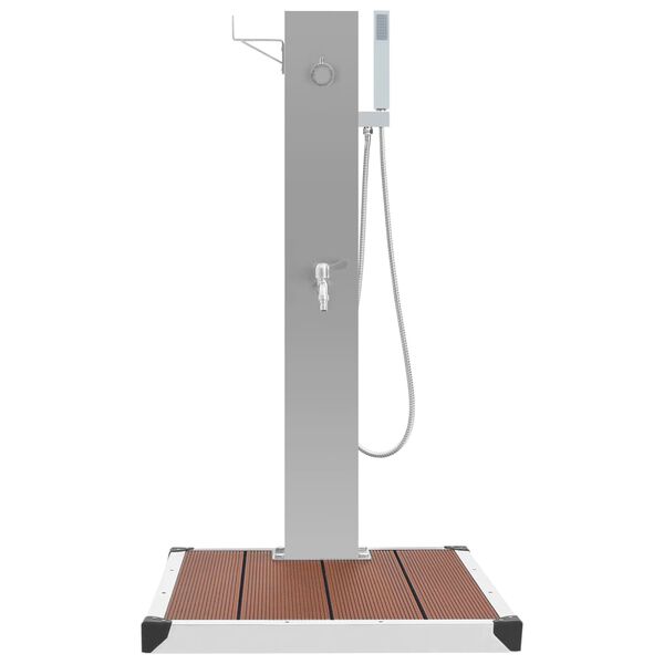 vidaXL Duș de exterior cu cădiță, WPC și oțel inoxidabil