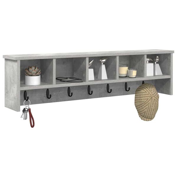 vidaXL Răcător de paltoane montat pe perete Gri beton 100 x 16 x 26 cm