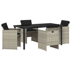 vidaXL Set de masă pentru grădină 5 pcs Gri deschis poliratan