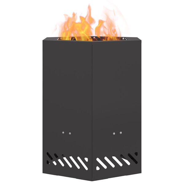 vidaXL Focar Fără Fum Negru 38 x 38 x 51 cm Oțel