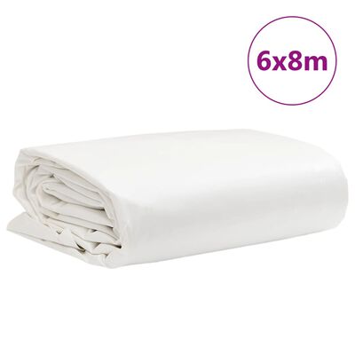 vidaXL Prelată, alb, 6x8 m, 650 g/m²