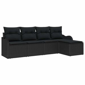 vidaXL Set de canapele pentru grădină 5 pcs Negru poliratan