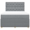 vidaXL Pat box spring cu saltea, gri deschis, 140x190 cm, textil