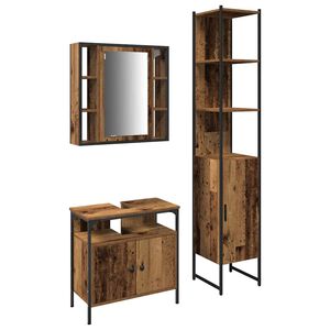 vidaXL Set de mobilier pentru baie 3 pcs Lemn Vechi Lemn compozit