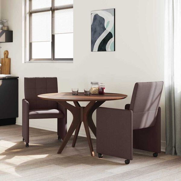vidaXL Scaune de dining cu roți 2 pcs Maro &icirc;nchis 58 x 65 x 94 cm