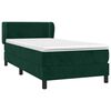 vidaXL Pat box spring cu saltea, verde &icirc;nchis, 100x200 cm, catifea