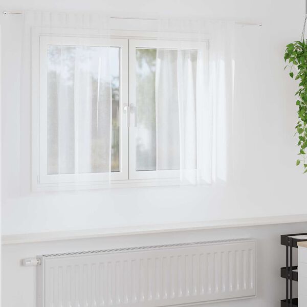 vidaXL Cortină din Voile cu perdele 2 pcs Alb 140 x 140 cm Poliester