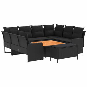 vidaXL Seturi de mobilier cu pernă 7 pcs Negru Ratan PE