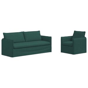vidaXL Set de canapea 2 pcs Verde &icirc;nchis 196 x 82 x 85 cm țesătură