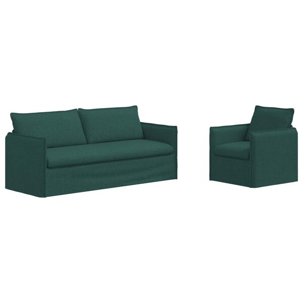 vidaXL Canapea 2 pcs Verde &icirc;nchis 196 x 82 x 85 cm țesătură