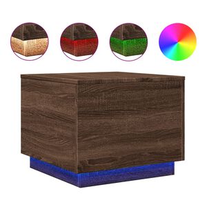 vidaXL Măsuță de cafea cu lumini LED, stejar maro, 50x50x40 cm