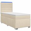 vidaXL Pat boxspring cu saltea cu benzi LED Crem 100 x 200 cm Țesătură