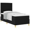 vidaXL Pat cu arcuri cu saltea cu headboard Negru 90 x 190 cm țesătură