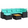 vidaXL Set canapele de grădină cu perne, 7 piese, negru, poliratan