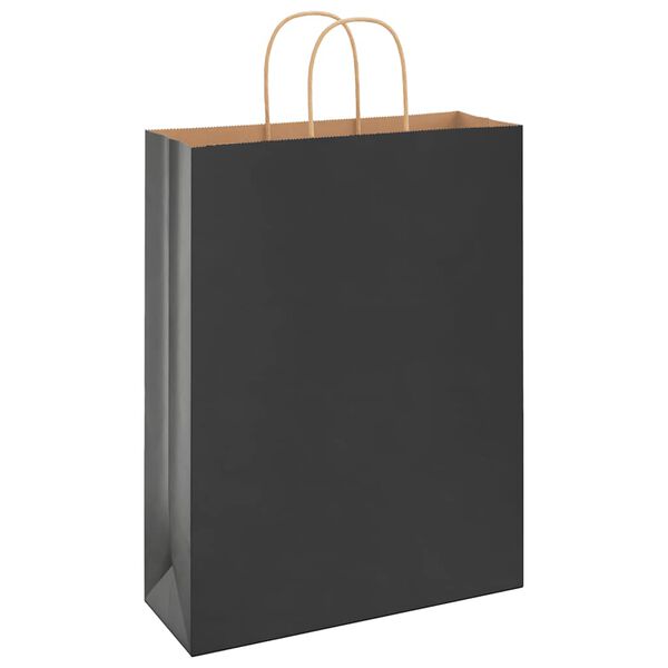 vidaXL Pungi de h&acirc;rtie 50 buc cu m&acirc;nere negre 32x12x42 cm