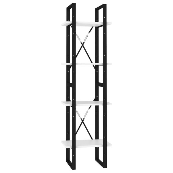 vidaXL Bibliotecă cu 4 rafturi, alb, 40x30x140 cm, PAL