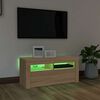 vidaXL Comodă TV cu lumini LED, stejar Sonoma, 90x35x40 cm