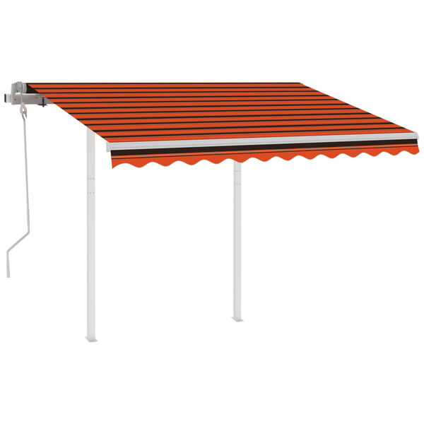 vidaXL Copertină retractabilă manual cu stâlpi portocaliu/maro 3x2,5 m